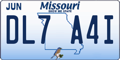 MO license plate DL7A4I