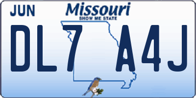 MO license plate DL7A4J