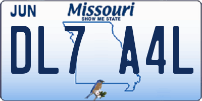 MO license plate DL7A4L