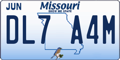 MO license plate DL7A4M