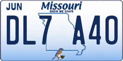 MO license plate DL7A4O