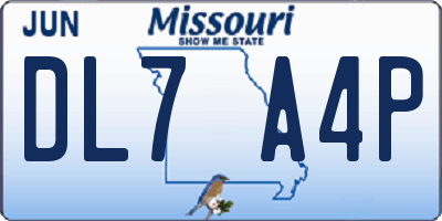 MO license plate DL7A4P
