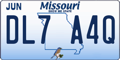 MO license plate DL7A4Q