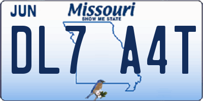 MO license plate DL7A4T
