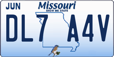 MO license plate DL7A4V