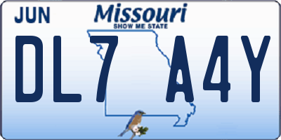 MO license plate DL7A4Y