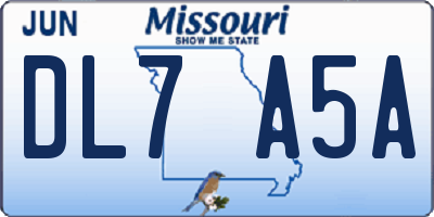 MO license plate DL7A5A