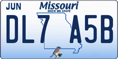 MO license plate DL7A5B