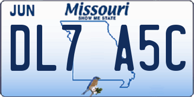 MO license plate DL7A5C