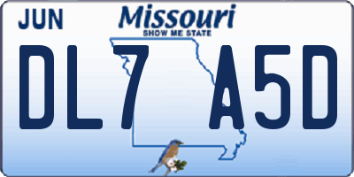 MO license plate DL7A5D