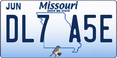 MO license plate DL7A5E