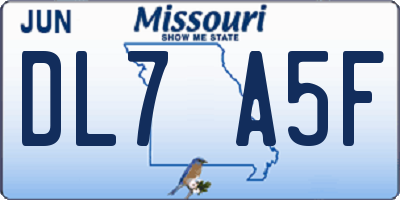 MO license plate DL7A5F