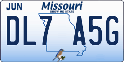 MO license plate DL7A5G