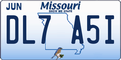 MO license plate DL7A5I