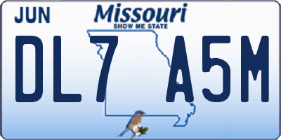 MO license plate DL7A5M