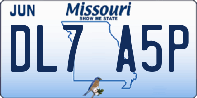 MO license plate DL7A5P