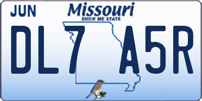 MO license plate DL7A5R