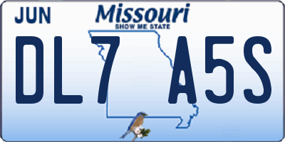 MO license plate DL7A5S