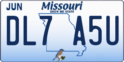 MO license plate DL7A5U