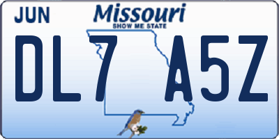 MO license plate DL7A5Z