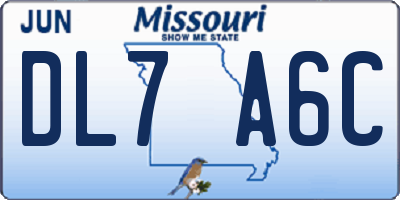 MO license plate DL7A6C