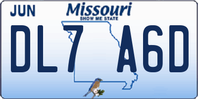 MO license plate DL7A6D