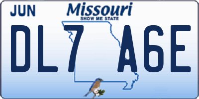 MO license plate DL7A6E