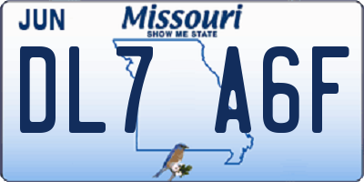 MO license plate DL7A6F