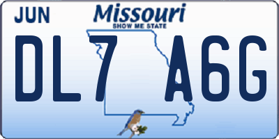 MO license plate DL7A6G