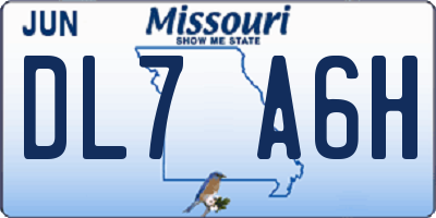 MO license plate DL7A6H