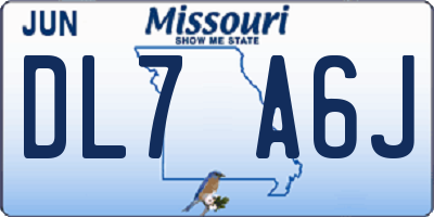 MO license plate DL7A6J