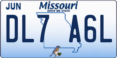 MO license plate DL7A6L