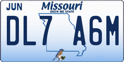 MO license plate DL7A6M