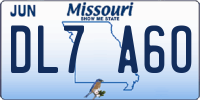 MO license plate DL7A6O