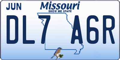 MO license plate DL7A6R