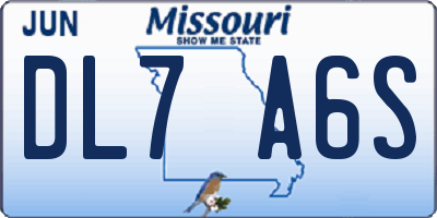 MO license plate DL7A6S