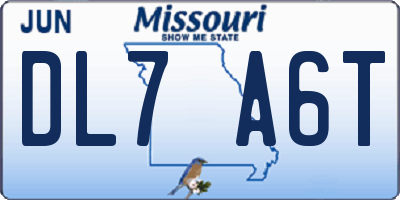 MO license plate DL7A6T