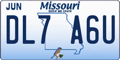 MO license plate DL7A6U