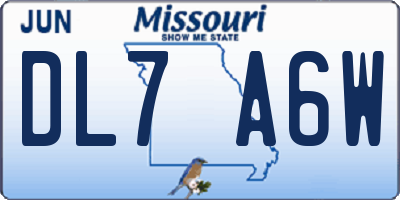 MO license plate DL7A6W