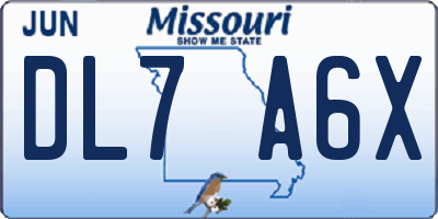 MO license plate DL7A6X
