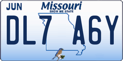 MO license plate DL7A6Y