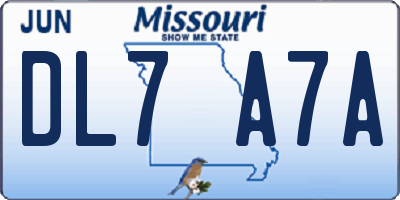 MO license plate DL7A7A