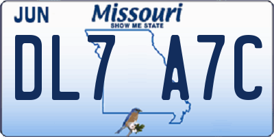 MO license plate DL7A7C