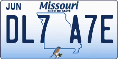 MO license plate DL7A7E