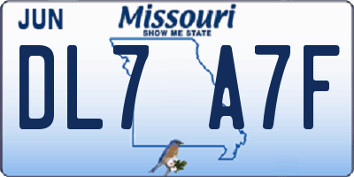 MO license plate DL7A7F
