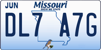 MO license plate DL7A7G