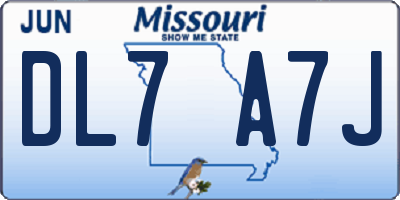 MO license plate DL7A7J