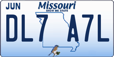 MO license plate DL7A7L