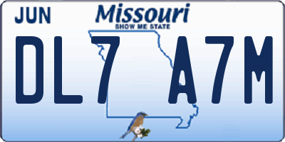 MO license plate DL7A7M