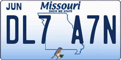 MO license plate DL7A7N